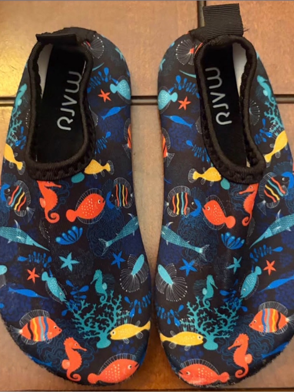 Kids' Navy Sea Life Water Shoes - Blue/Orange/Yellow Size 9/10 Worn once